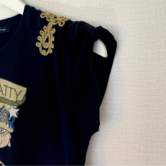 Patrizia Pepe Designer Tee, “PATTY”. Black with Playful Cartoon Image & … - Picture 3 of 9